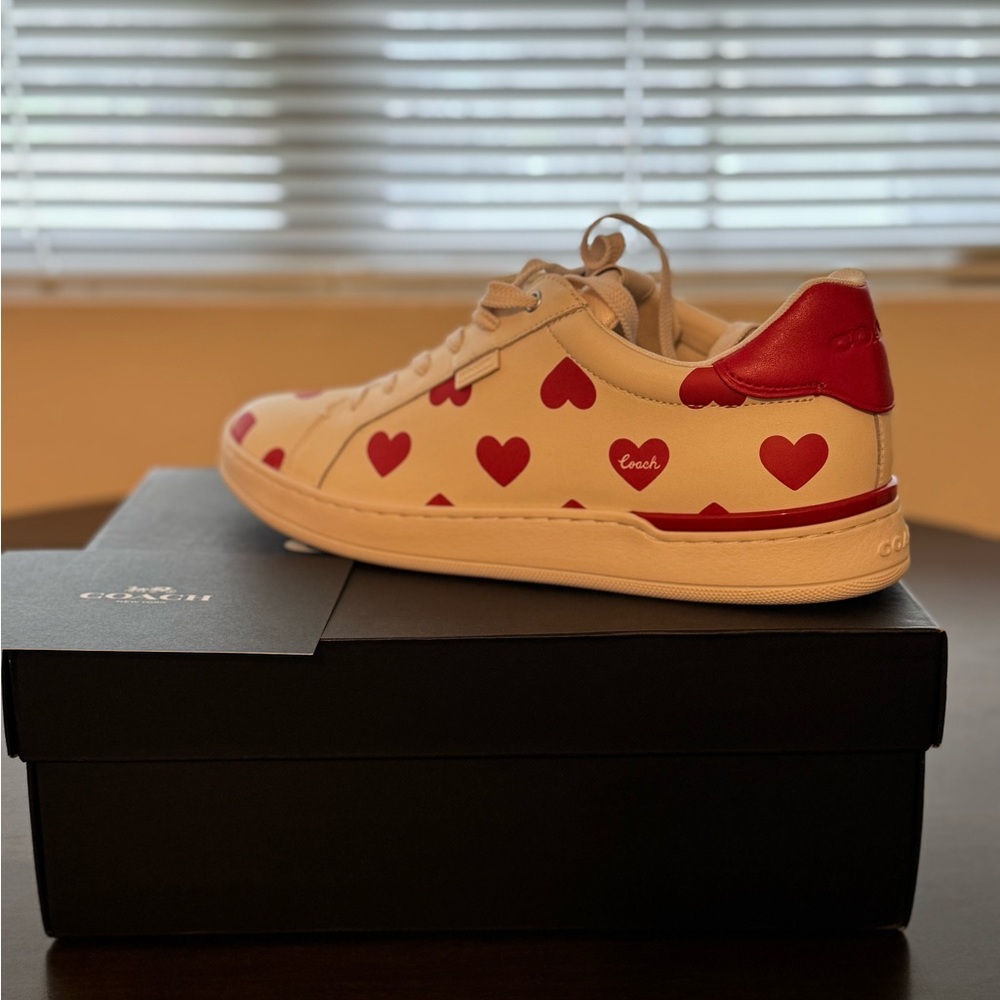 Coach Cream and Red Heart Sneakers
